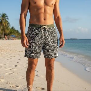 TRUNKS CO. Printed Swim Shorts Green 32